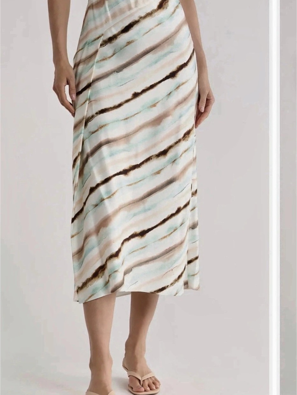 A.L.C. Rita Skirt. Abstract Midi in White & Green